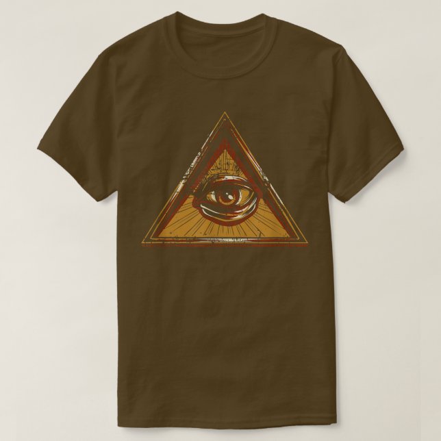 Eye Of Providence  Illuminati Pyramid Distressed T T-Shirt (Design Front)