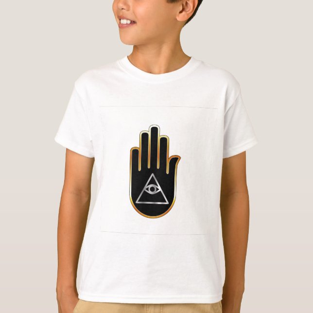 Eye of Providence in hand- religious symbol T-Shirt (Front)