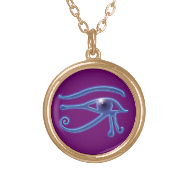 Eye of Ra Ancient Egyptian Wadjet Symbol Gold Plated Necklace (Front)