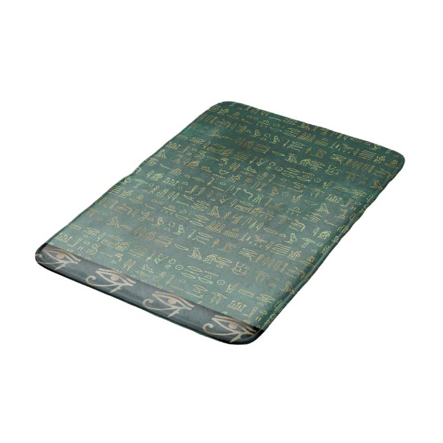 Eye of Ra Egyptian Hieroglyphs Chic Bath Mat (Angled)