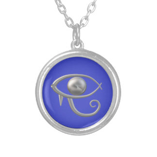 Eye of Ra silver on blue necklace