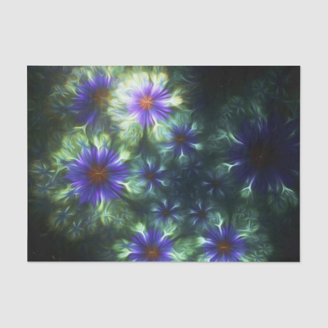 Eye of the Blue Storm Fractal Flower Tissue Paper (Front)