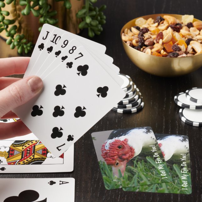 Eye of the Duck Close-Up Photo Personalized Poker Cards (In Situ)