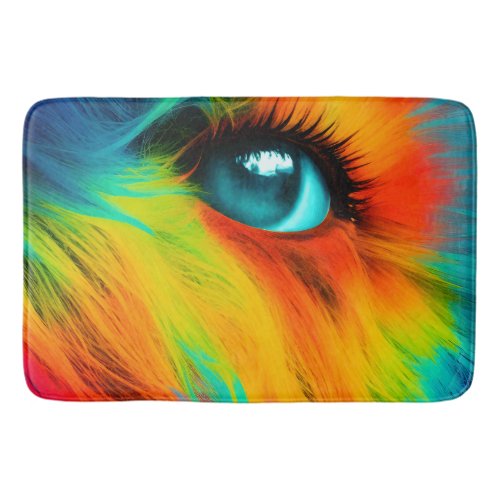 Eye of the Pupa close up of a colorful dogs eye Bath Mat