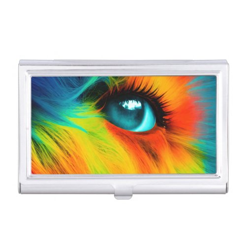 Eye of the Pupa close up of a colorful dogs eye Business Card Case