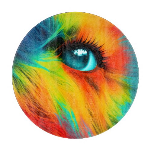 Eye of the Pupa close up of a colorful dogs eye Cutting Board