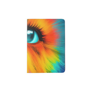 Eye of the Pup:a close up of a colorful dog's eye Passport Holder
