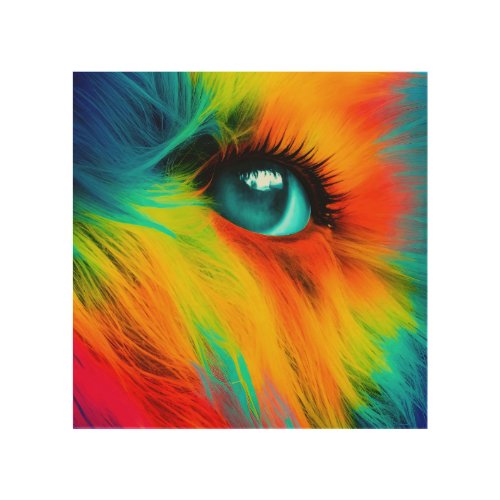 Eye of the Pupa close up of a colorful dogs eye Wood Wall Art