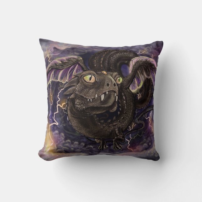 Eye of the Storm Dragon Throw Pillow (Front)