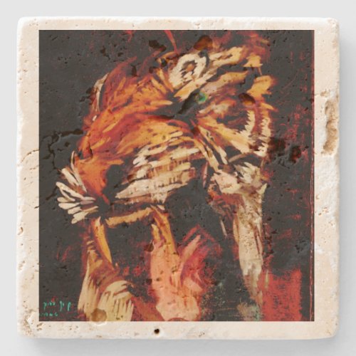Eye of the Tiger Roars Stone Coasters