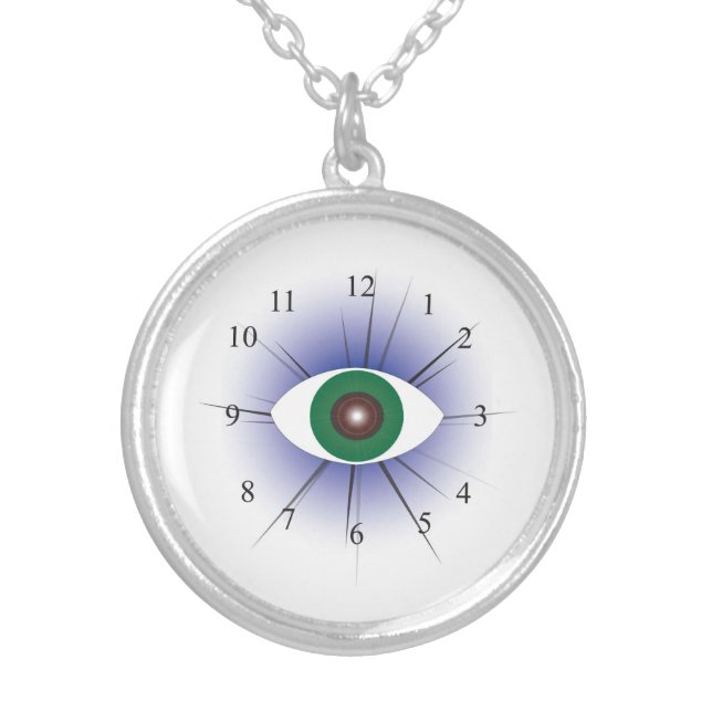 Eye of Time Silver Plated Necklace (Front)