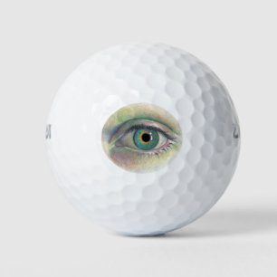 "Eye on the Ball" Realistic Human Eye Painting on Golf Balls