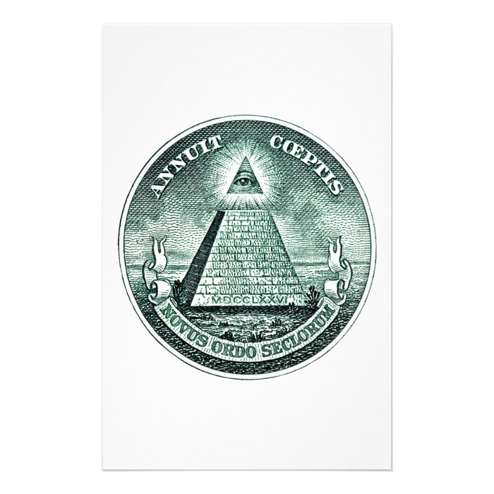 Eye On The Dollar Illuminati Pyramid Custom Stationery