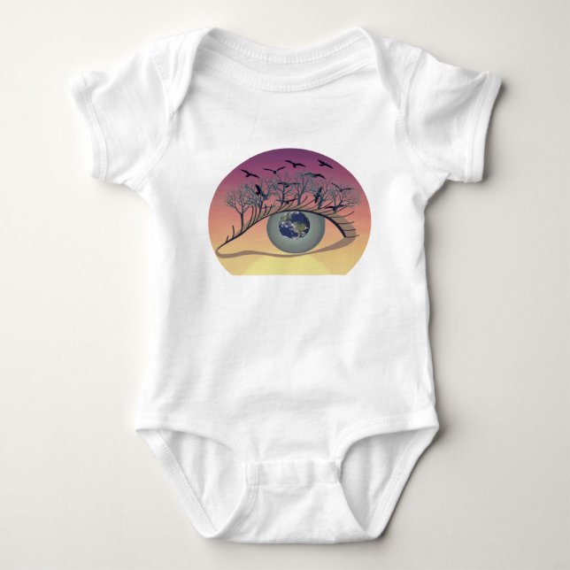 Eye on the World – Nature & Earth Art  Baby Bodysuit (Front)