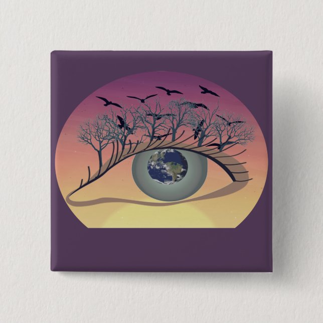 Eye on the World – Nature & Earth Art  Button (Front)