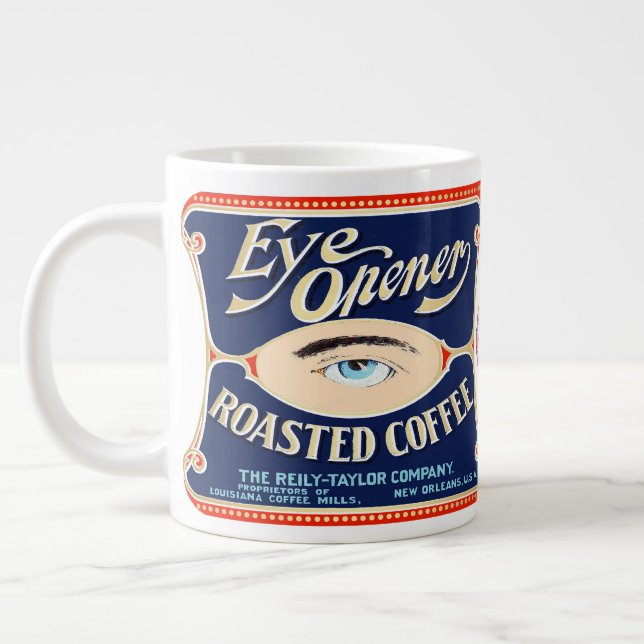 Eye Opener Fabled Coffee Label Jumbo Mug (Left)