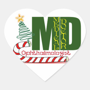 Eye OPTHAMOLOGIST MERRY CHRISTMAS MD DOCTOR Heart Sticker