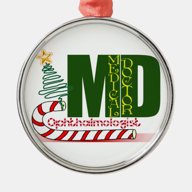 Eye OPTHAMOLOGIST MERRY CHRISTMAS MD DOCTOR Metal Ornament (Front)