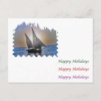 Eye Popping Art - Sail Boat HappyHoliday Holiday Postcard