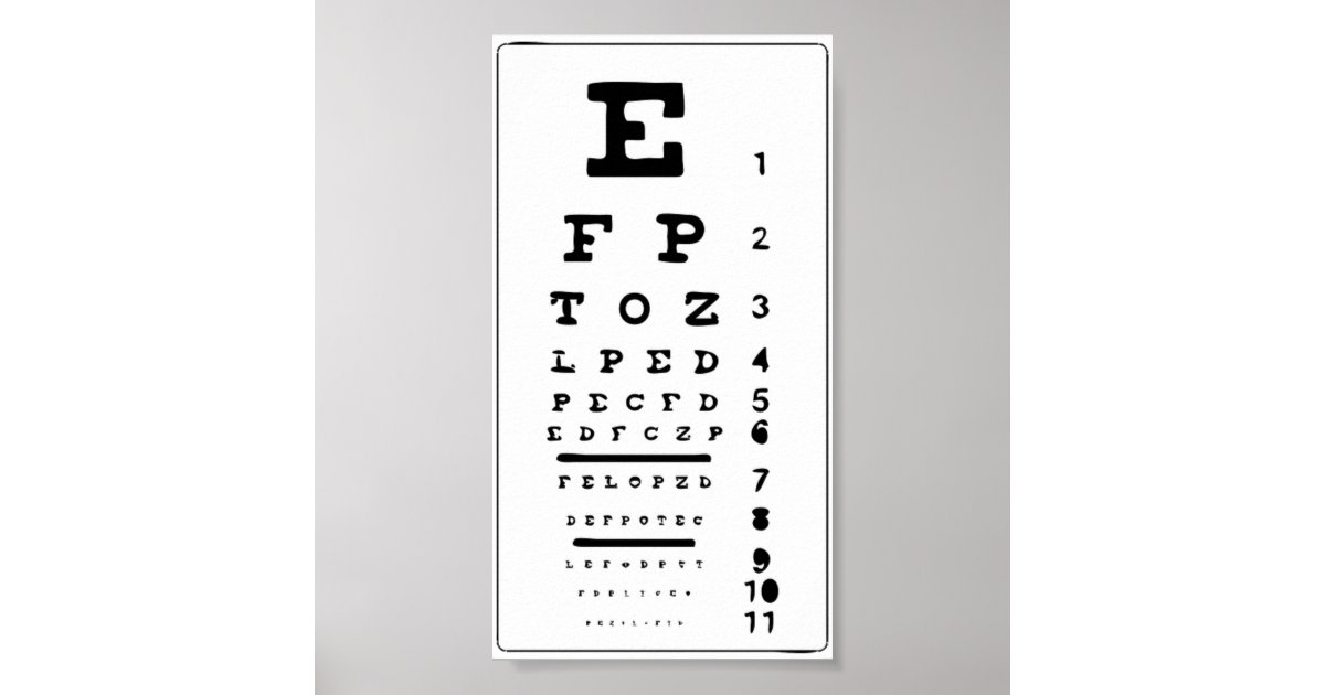 eye poster chart test your vision poster print zazzle com how to make an eye chart poster