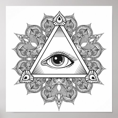Eye Pyramid Symbol Doodle 2 Poster
