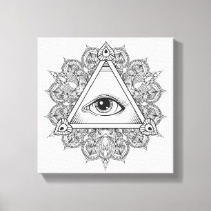 Eye Pyramid Symbol Doodle 6 Canvas Print