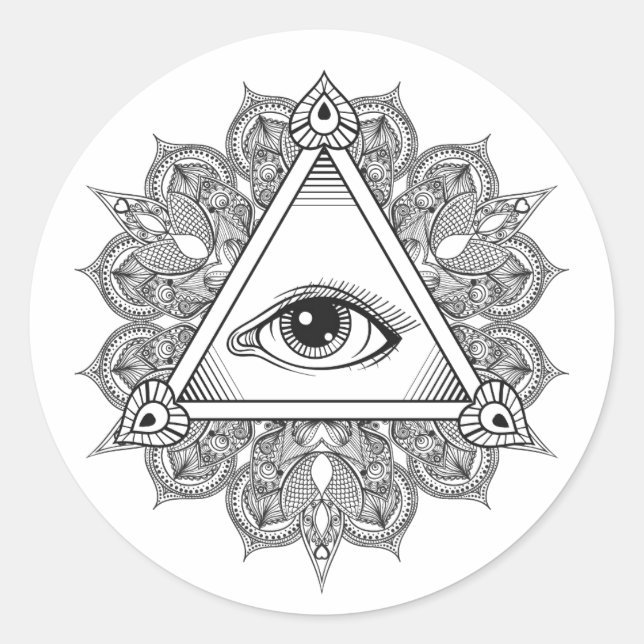 Eye Pyramid Symbol Doodle Classic Round Sticker (Front)