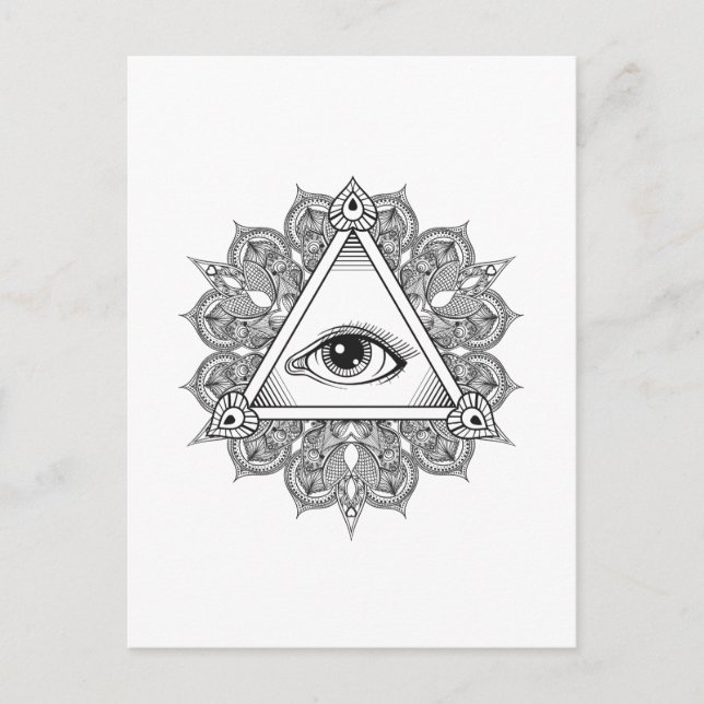 Eye Pyramid Symbol Doodle Postcard (Front)