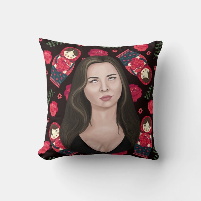 Eye Roll Throw Pillow (Front)