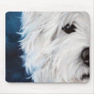 Westie terrier dog art mouse pad 