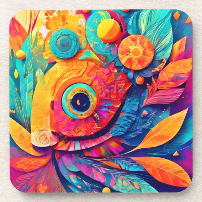 Eye-Shaped Leaf Close-Up Beverage Coaster (Front)