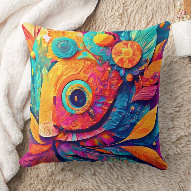 Eye-Shaped Leaf Close-Up Throw Pillow (Blanket)
