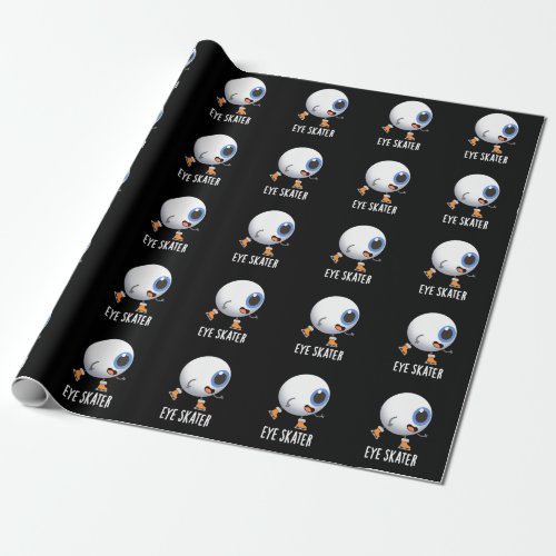 Eye Skater Funny Ice Skating Pun Dark BG Wrapping Paper