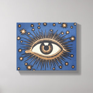 Eye Stars Moon Celestial Nouveau Canvas Print
