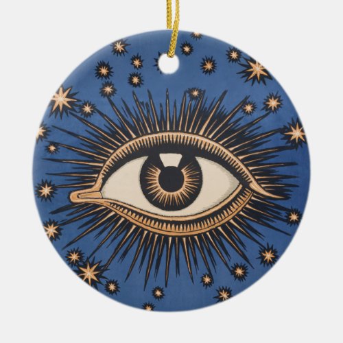 Eye Stars Moon Celestial Nouveau Ceramic Ornament