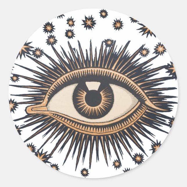 Eye Stars Moon Celestial Nouveau Classic Round Sticker (Front)