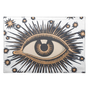 Eye Stars Moon Celestial Nouveau Cloth Placemat