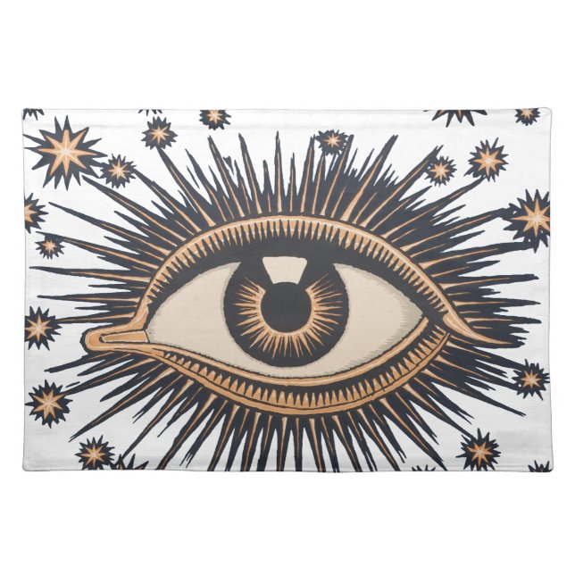 Eye Stars Moon Celestial Nouveau Cloth Placemat (Front)
