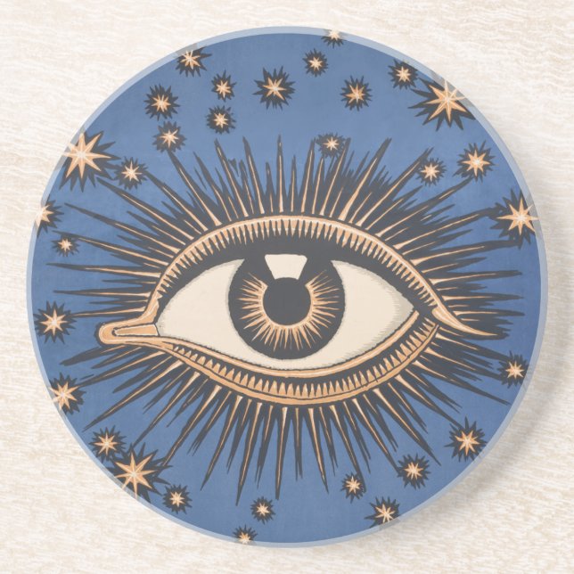 Eye Stars Moon Celestial Nouveau Drink Coaster (Front)