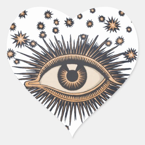 Eye Stars Moon Celestial Nouveau Heart Sticker