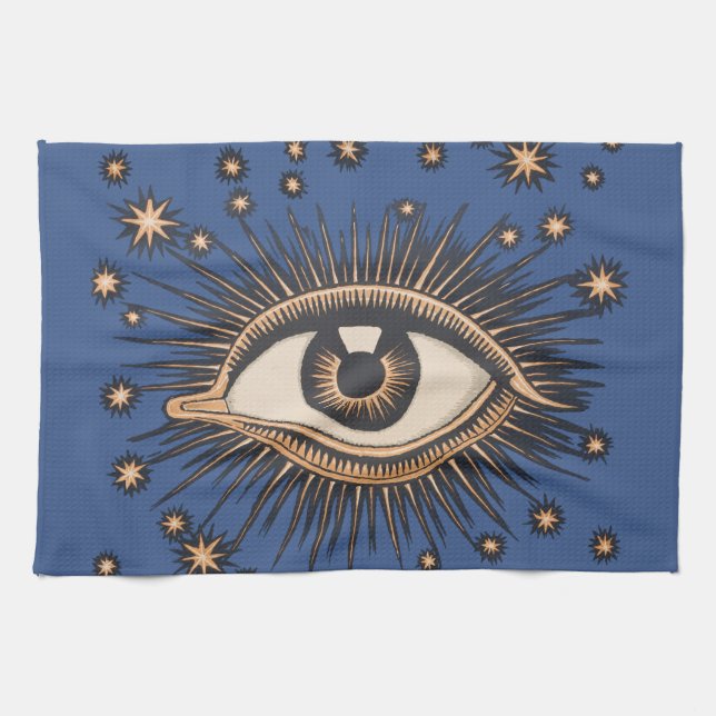 Eye Stars Moon Celestial Nouveau Kitchen Towel (Horizontal)
