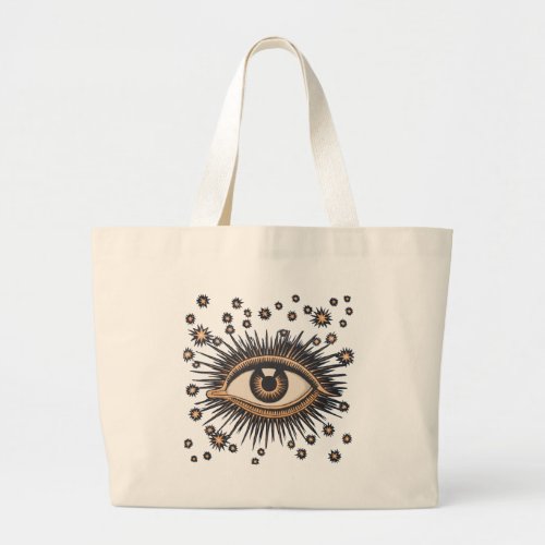 Eye Stars Moon Celestial Nouveau Large Tote Bag