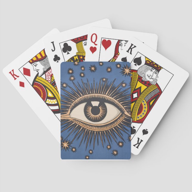 Eye Stars Moon Celestial Nouveau Poker Cards (Back)