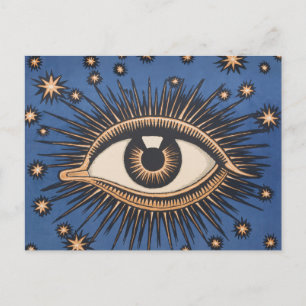 Eye Stars Moon Celestial Nouveau Postcard