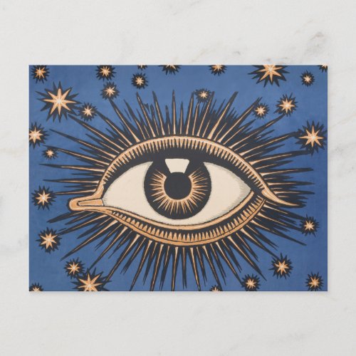 Eye Stars Moon Celestial Nouveau Postcard
