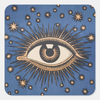 Eye Stars Moon Celestial Nouveau Square Sticker