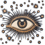 Eye Stars Moon Celestial Nouveau Statuette<br><div class="desc">Art Nouveau Magic Eye and Stars - an illustration of an eye. People in the early 1900s were into the zodiac and astrology, and this image of an eye surrounded by stars is from the time of mystics and romance. Created for a 1911 poster for an advertisement for a medical...</div>