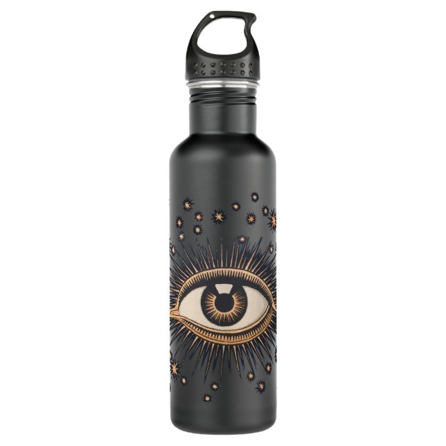 Eye Stars Moon Celestial Nouveau Water Bottle (Front)
