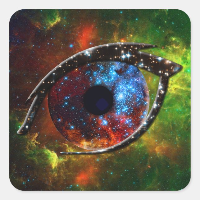 Eye - Stellar Nursery R136 on nebula background Square Sticker (Front)
