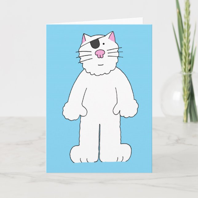 Eye Surgery Get Well Soon Cartoon Cat Card (Front)